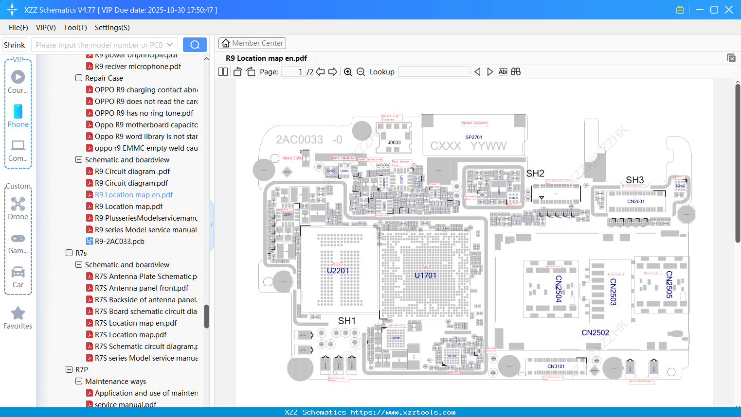 OPPO R9 Location Map En